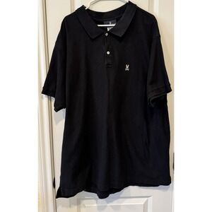 Psycho Bunny Polo Shirt Black XL 3 Bunny Skull Logo Short Sleeve Cotton Casual